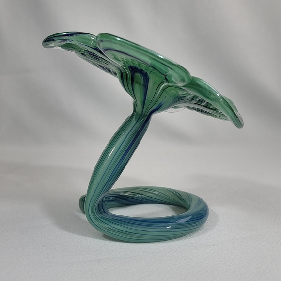 Hand Blown Art Glass Flower Curled Stem - Picture 2 of 16